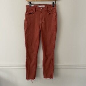 Frank & Eileen Sligo Skinny Jeans Terracotta Sz 26 Mid Rise Raw Hem Stretch Boho